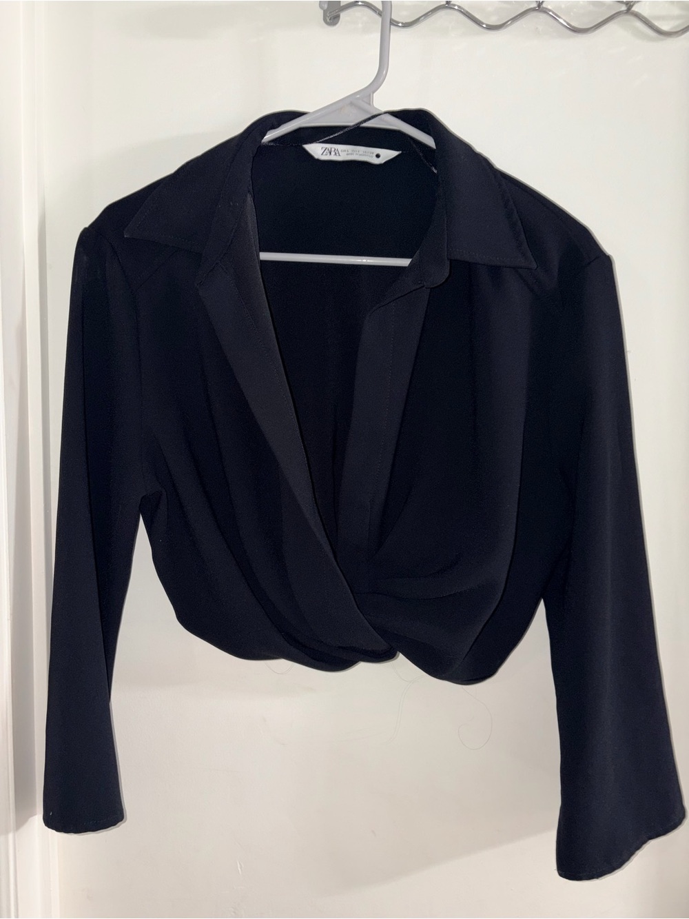 Zara Black Twist-Front Cropped Top